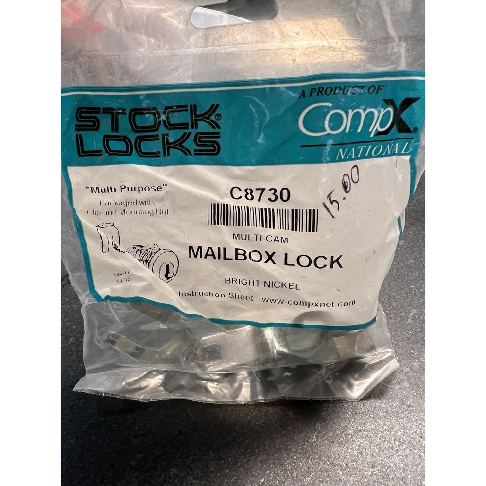 Compx National C8730 Pin‎ Tumbler Mailbox Lock Multi Purpose Bright Nickel